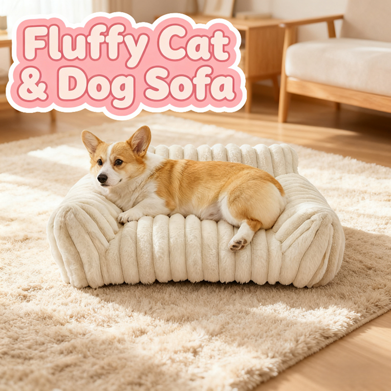 PawGlow Plush Corduroy Pet Sofa