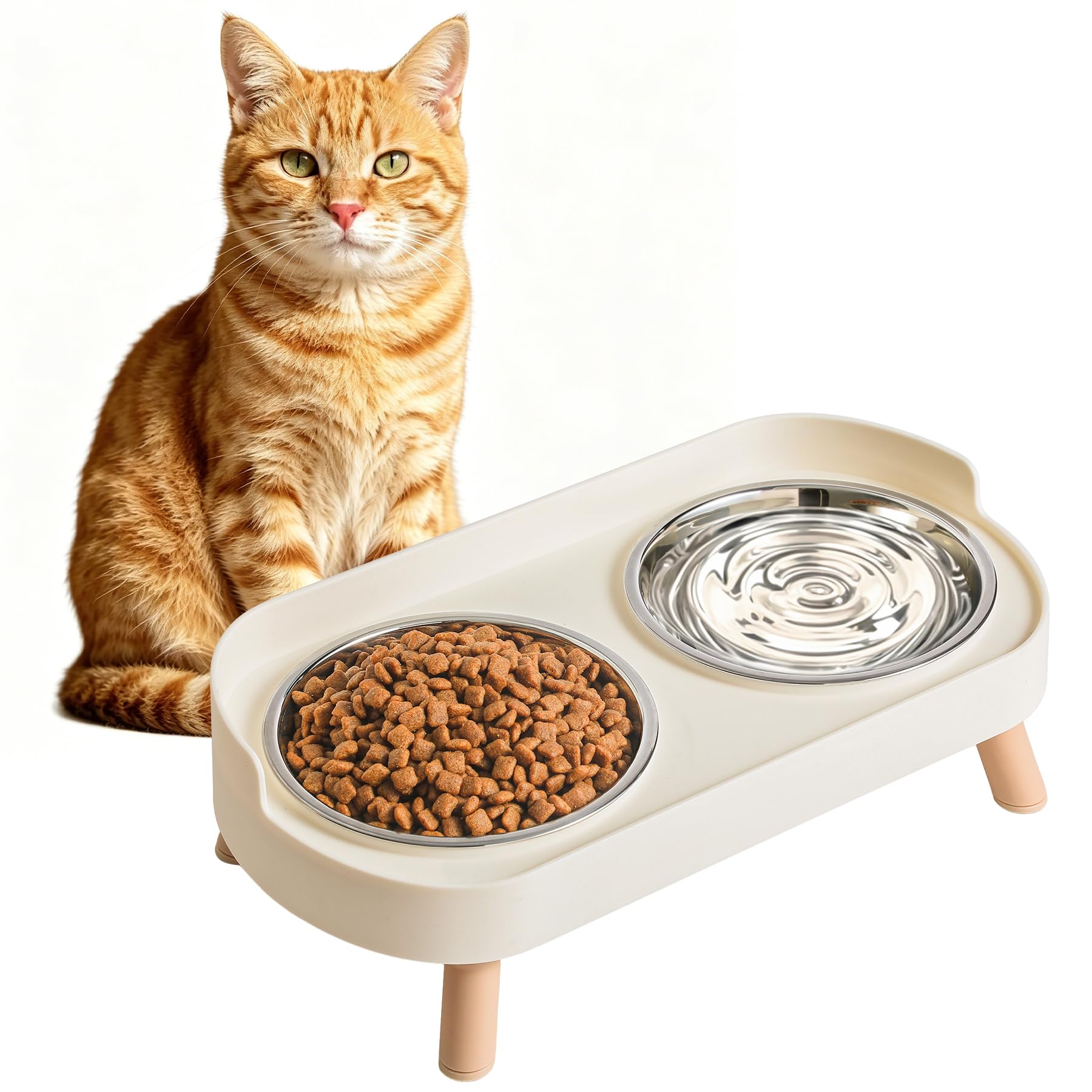 PawGlow Elevated Double Bowl Feeding Station