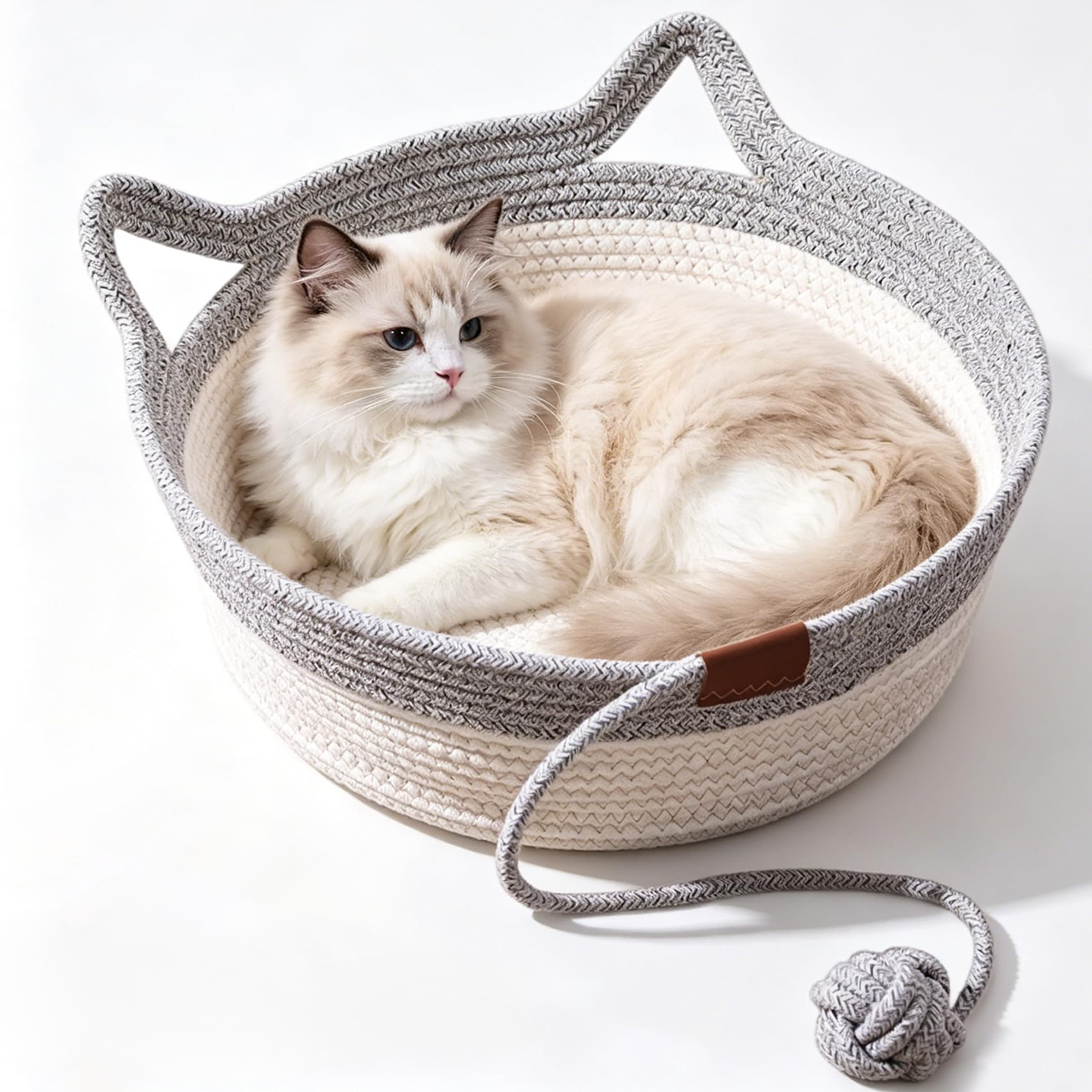 PawGlow Handwoven Rope Cat Basket